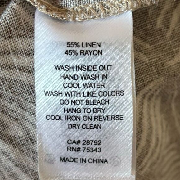 House of Harlow Mini Brown Dress Print Linen Puff Sleeve Babydoll Size S - Picture 11 of 11